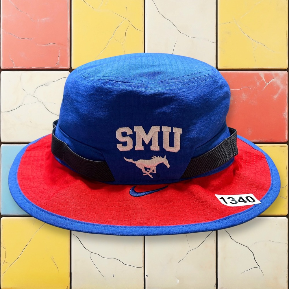 Nike SMU Mustangs Dri-FIT Apex Boonie Bucket Hat Blue Red Mens On Field NCAA
